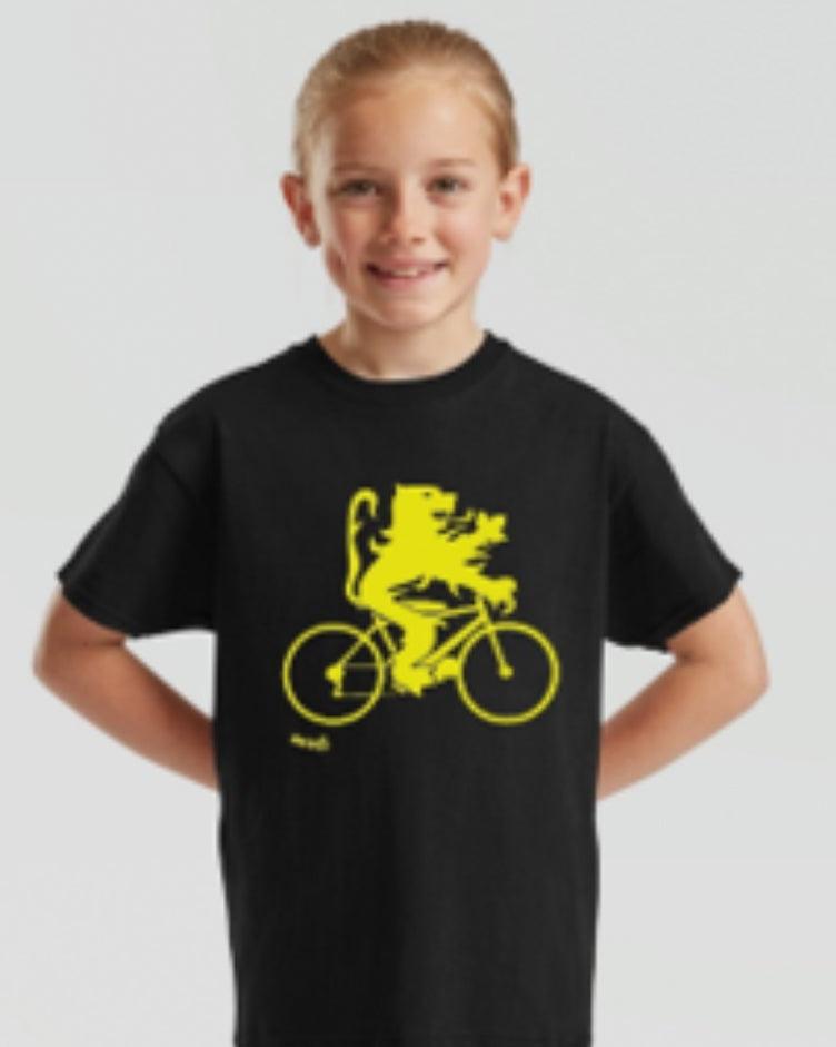 [FLA-TS008-7-8Y] T-shirt – Vlaamse Leeuw op een fiets (7-8 years)